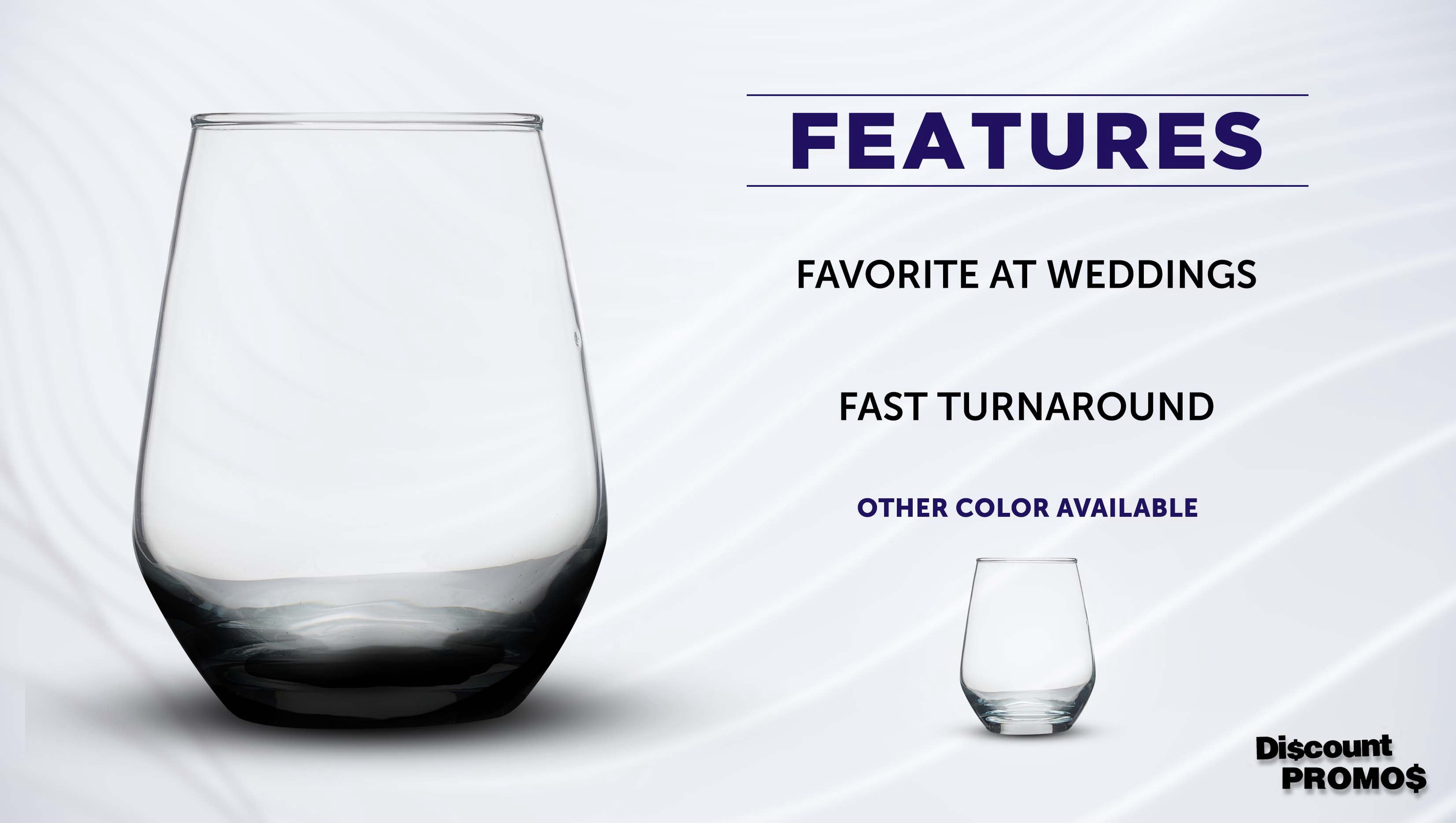 Stemless Wine Glasses 12 oz. Set of 10, Bulk Pack - Perfect for Red Wine, White Wine, Cocktails - Black