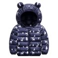 thumbnail image 1 of Herrnalise - Chaqueta de invierno para niños pequeños, niñas y bebés, con dibujos animados navideños, cortavientos, con capucha de ciervo, cálida, para exteriores, con reverso, 1 of 3