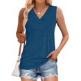thumbnail image 4 of Otntypg Athletic Tank Tops for Women Loose Fit Casual Summer V Neck Sleeveless Basic Workout Tees Vest Trendy Cozy Tunic Shirts Blue L, 4 of 9