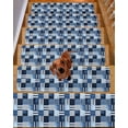 thumbnail image 2 of Blue Patchwork Stair Treads Non Slip for Steps Blue Checkered Linen Texture Striped 10 Pcs Reusable Adhesive Stair Runner Mats for Dogs Elders Carpet Treads Rugs for Staircase 8x30 In, 2 of 7