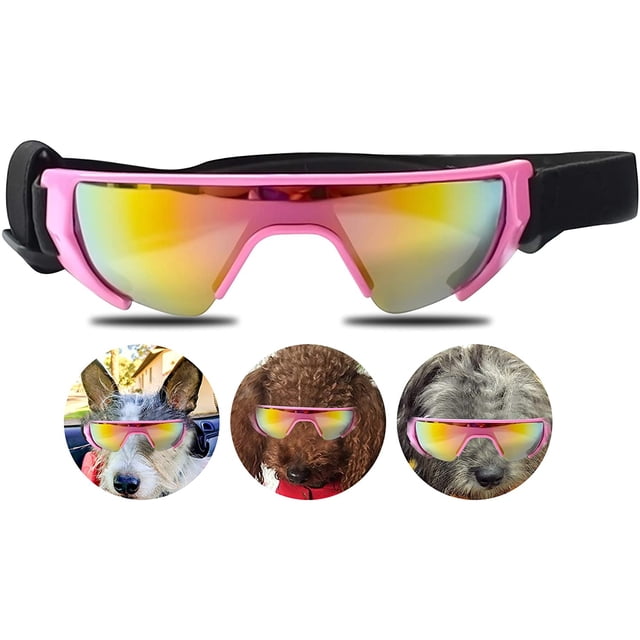 Dog Goggles, Eye Protection (New Version) Sunglasses Waterproof Windproof UV Protection for Medium Dogs (Pink)