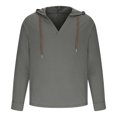 thumbnail image 4 of MaFYtyTPR Men's Casual Tops Fashionable Linen Shirt Solid Color Casual V-neck Long Sleeved Hooded Top Gray XXXL, 4 of 5