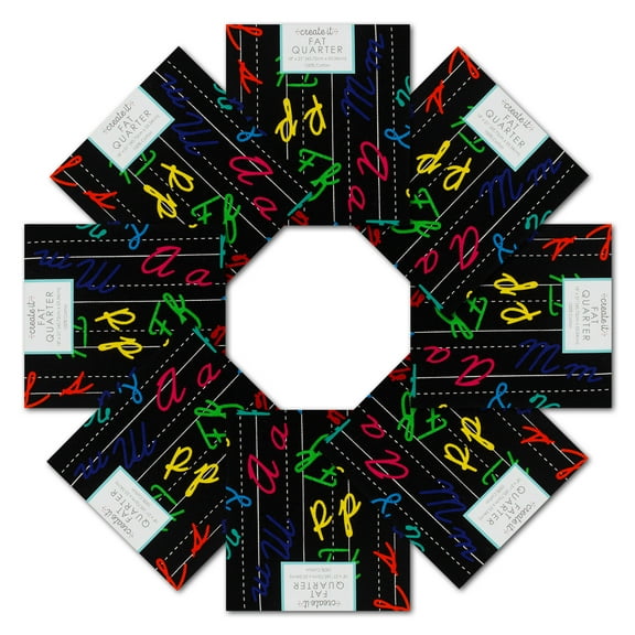 Create It 18"x21" Cotton ABC Precut Sewing & Craft Fabric, Black 10 Pieces