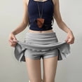 thumbnail image 6 of Aihuaihua Fold Over Shorts Skirt Low Waist Pleated Skirts Strechy Elastic Waisted Cute Shorts for Women Girl Y2k Grey S, 6 of 7