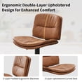 thumbnail image 5 of FIRAVOE Bar Stools with Back Sets of 2 (Double-Layer Upholstered) Adjustable Swivel Counter Height Bar Stools, Modern PU Leather Bar Chair for Kitchen Island, Brown, 5 of 10