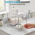 thumbnail image 3 of Bathroom Organizer, 4 Pack 2-Tier Clear Storage Container with Sliding Track, Under Sink & Countertop Organizer for Cabinet Drawers, Kitchen Pantry Organization, 3 of 7