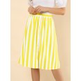 thumbnail image 2 of Allegra K Falda Mujer Midi A Rayas Con Botones Y Elástica, dos colores Amarillo XS, 2 of 6