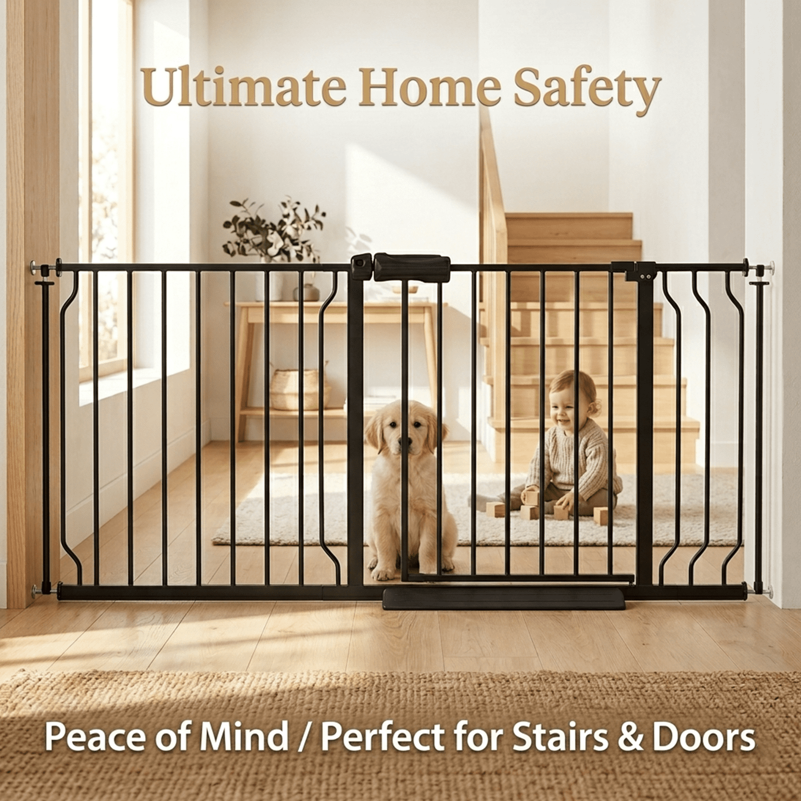 FURDEAR 24-29" Narrow Baby Safety Gate with Wall Protectors White Metal Gate