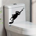 thumbnail image 1 of 1pc Black Cat Toilet Sticker, Cartoon Black Cat Animals Pet Toilet Cover Wall Deocr, For Bathroom Restroom Home Decor Halloween (13.7*4.7inch), 1 of 5