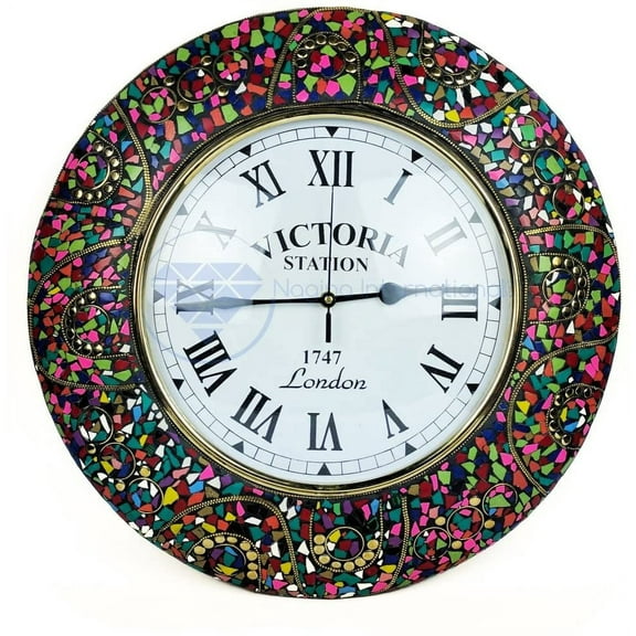 Nagina International Colorful Starry Night Handmade Premium Nautical Wall Decor Clock | Time's Wall Mounted Clock | Large Gifts & Decor | Hall Room Decorative Hanging