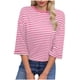 thumbnail image 1 of Tops Y Blusas de Manga 3/4 de Mujer Tops de Verano de Manga 3/4 de Mujer Moda Casual Raya Cuello Redondo 3/4 de Manga Blusas Camisas Top, 1 of 7