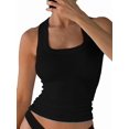 thumbnail image 2 of Womens Ribbed Square Neck Tank Tops Basic Backless Sleeveless Summer Camisole 2025 Black S, 2 of 8