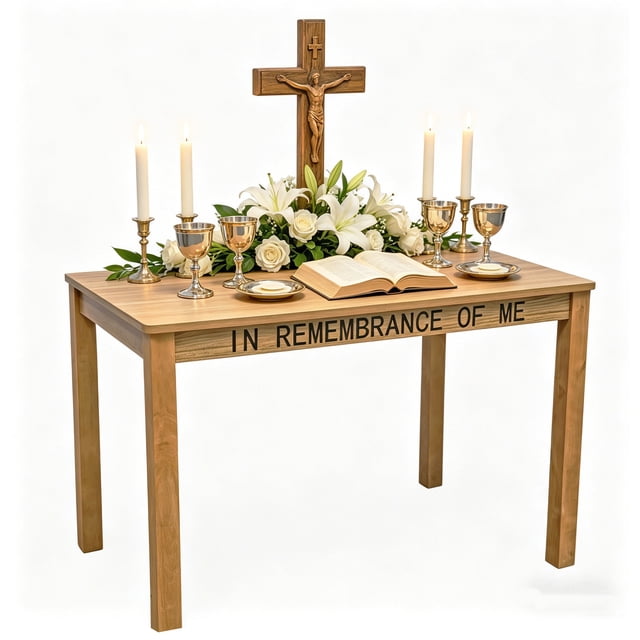 FixtureDisplays® 45 X 28 X 29" Wood Church Holy Communion Table Easy Assemble Video 11464