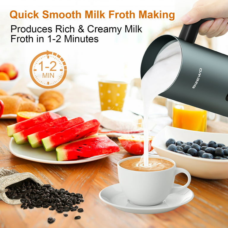 Frother for Coffee, Milk Frother, 4 IN 1 Automatic Hot and Cold Foam Maker,  BIZEWO Stainless Steel Milk Steamer for Latte, Cappuccinos, Macchiato, Hot  Chocolate Milk with LED Touch 