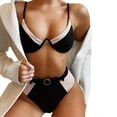 thumbnail image 1 of 2024 traje de baño de dos piezas traje de baño sexy de cintura alta bikini de costura B298W negro L, 1 of 5
