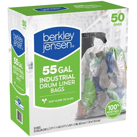 Berkley Jensen 55-Gal. 1.2mil Industrial Drum Liner Bags, 50 ct.