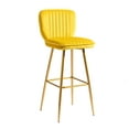 thumbnail image 4 of Retro Style Kitchen High Bar Chairs Velvet Bar Stool Chair Counter Chair with Back Barstool with Footrest, Kitchen Counter Stool for Kitchen Dining Room(Mustard), 4 of 8