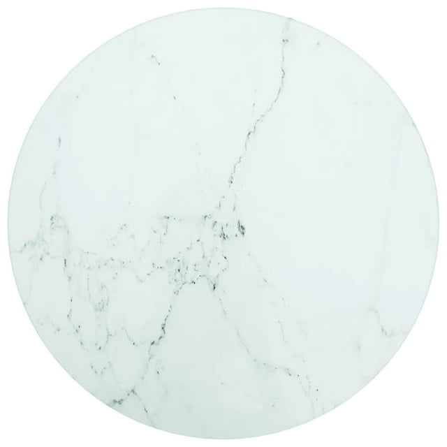 vidaXL Table Blanche Ø30x0.8 cm en Verre Trempé avec Design Marbre
