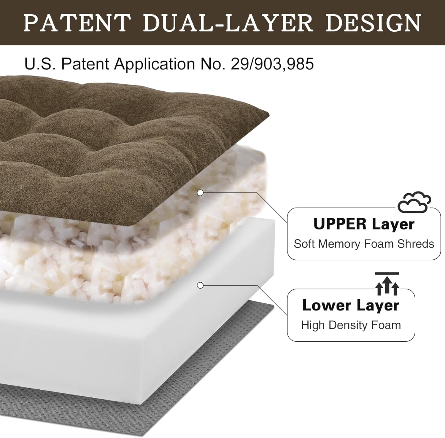 Recliner Cushion for Elderly - Patented Dual Seat Cushion for Sagging Recliner Replacement Booster Cushion for Easy Get Up from Chair, Sofa & Couch, Relieves Long-Sitting Pain