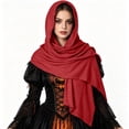 thumbnail image 2 of YOIAVAIOY Halloween Costume Women Medieval Hooded Scarf Cloak Vintage Frayed Wraps Witch Cosplay Shawl Red Free Size, 2 of 7
