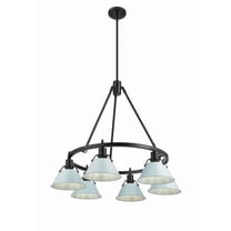 3306-6 BLK-DB Golden Lighting Orwell - 6 Light Chandelier-20.38 Inches Tall and 29 Inches Wide-Matte Black Finish-Dusky Blue Shade Color