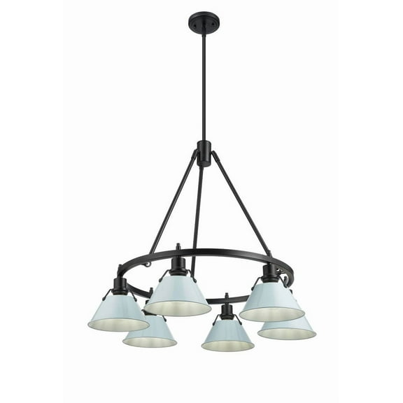 3306-6 BLK-DB Golden Lighting Orwell - 6 Light Chandelier-20.38 Inches Tall and 29 Inches Wide-Matte Black Finish-Dusky Blue Shade Color