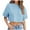 Light Blue, variant on Women Crop T-Shirts Half Sleeve Drop Shoulder Round Neck Cropped Tops Casual Summer Solid Color Basic Tees
