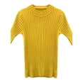 thumbnail image 2 of Women Summer O Neck Solid Color Half Sleeve Slim Fit Ribbed Bottoming Shirt Top T-Shirts, 2 of 5