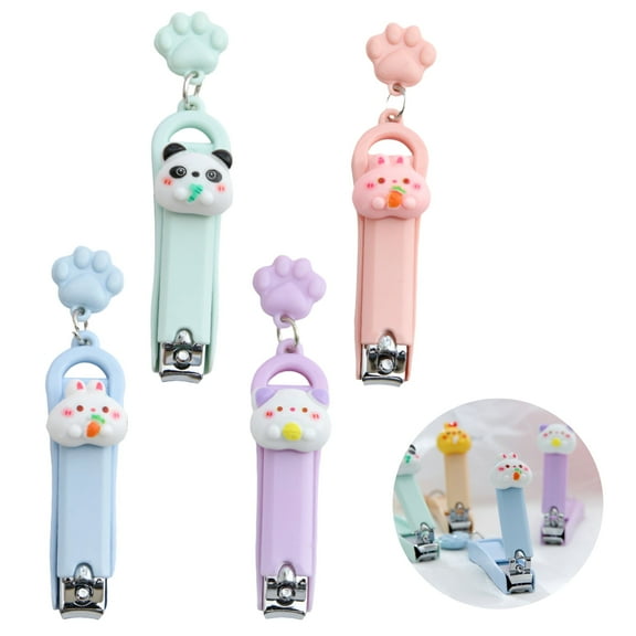 FACEGA 4Pcs Nail Clippers for Women,Stainless Steel Nail Tip Cutter,Cat Paw Keychain Fit Handle Toenail Clippers,Mix1