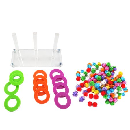Parrot Game Rings+ Pompom Balls Macaw Cockatiel Cockatoo Chewing Toy Activity Center