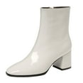 thumbnail image 1 of NECHOLOGY Botas Mujer Adulto Femenino Zapatos Botines mujer Botas de tacón con cremallera en el tobillo para mujer de talla grande de cuero a la botas de mujer gruesas laterales (White, 7.5), 1 of 6