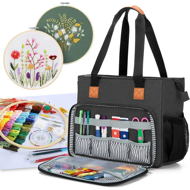 Embroidery Project Bag Embroidery Kits Storage Tote (Bag Only) Purple