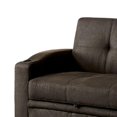 thumbnail image 3 of Futon Sofa- Brown Fabric Upholstery- Pull Out Base- Button Tufting, 3 of 5