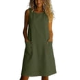 thumbnail image 4 of Women's Sleeveless V Neck Casual Dress, Buttonless Design, Lightweight Blend, Warm Weather Wear, 4 of 7