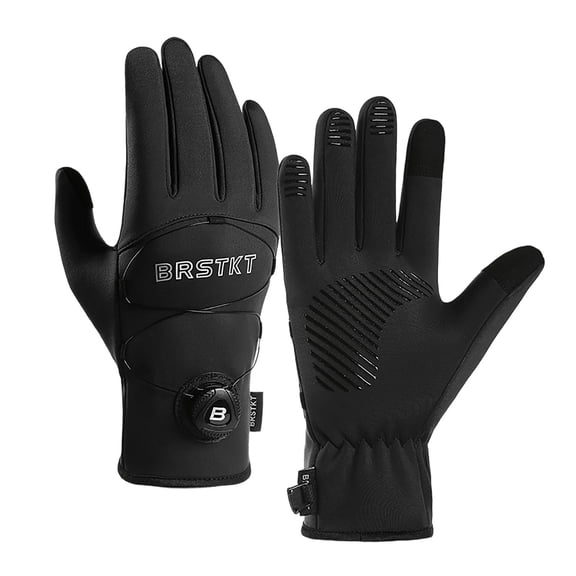Hxshgdsn Unisex Winter Gloves Outdoor Fleece Lined Windproof Water Resistant Reflective Mittens Cycling Hiking Black 3 L
