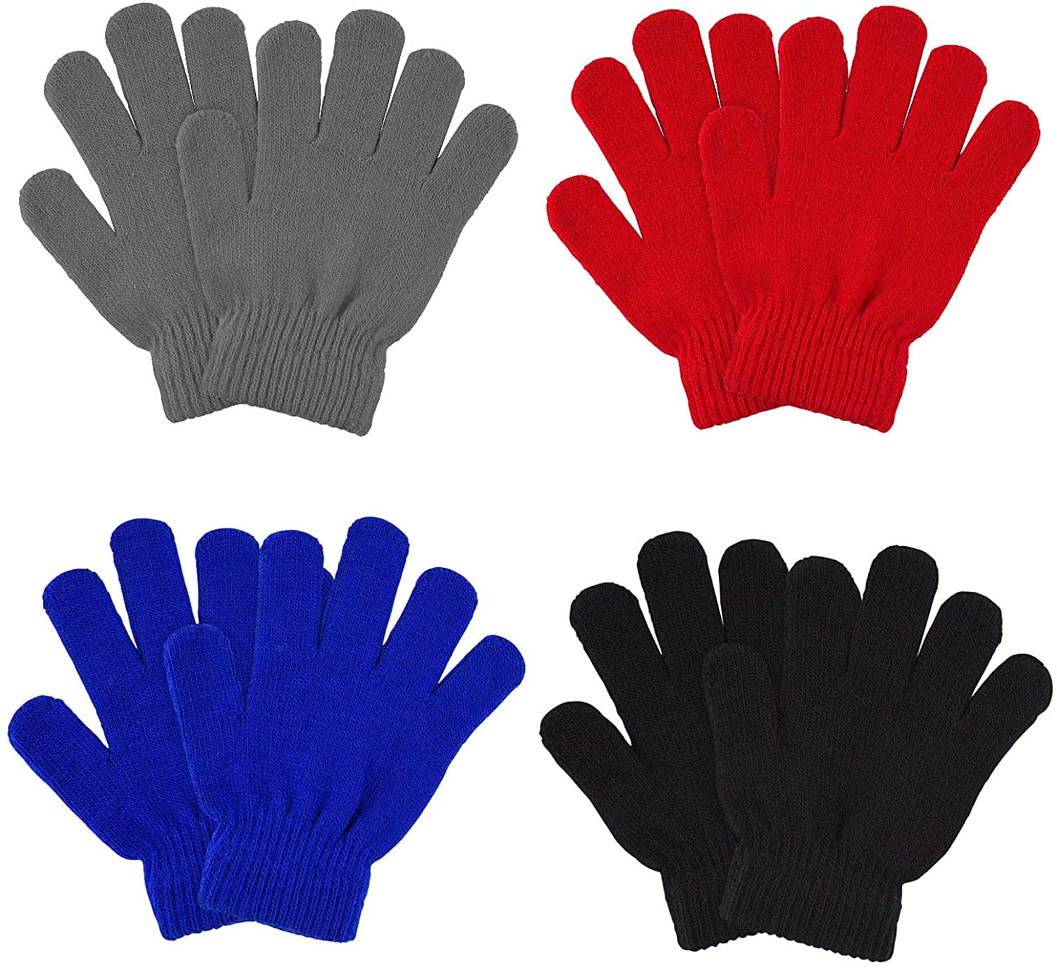 6 Paar Kinder-Winterhandschuhe – Gestrickt, Mit Fleece-Futter, Dehnbar & Warm