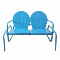 47 in. Outdoor Retro Tulip Double Glider Chair, Turquoise Blue