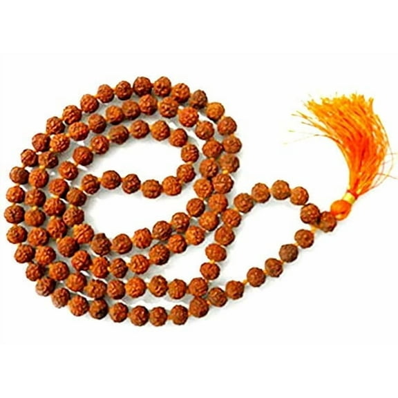 Ankita Gemstones Five Face Rudraksha Mala Necklace Prayer Beads, 1 count