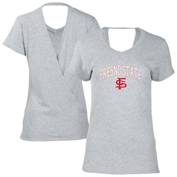 Women's Black Fresno State Bulldogs Bella Crossover Back V-Neck T-Shirt