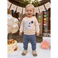 thumbnail image 4 of RUINIXCW Baby Boy 1st Birthday Outfits Letter Embroidery Crew Neck Sweatshirt Pants, 4 of 7