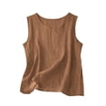 thumbnail image 2 of Débardeurs en Lin pour Femmes, Tenue de Détente Confortable, Été, Sans Manches, Col Ras du Cou, 2 of 3