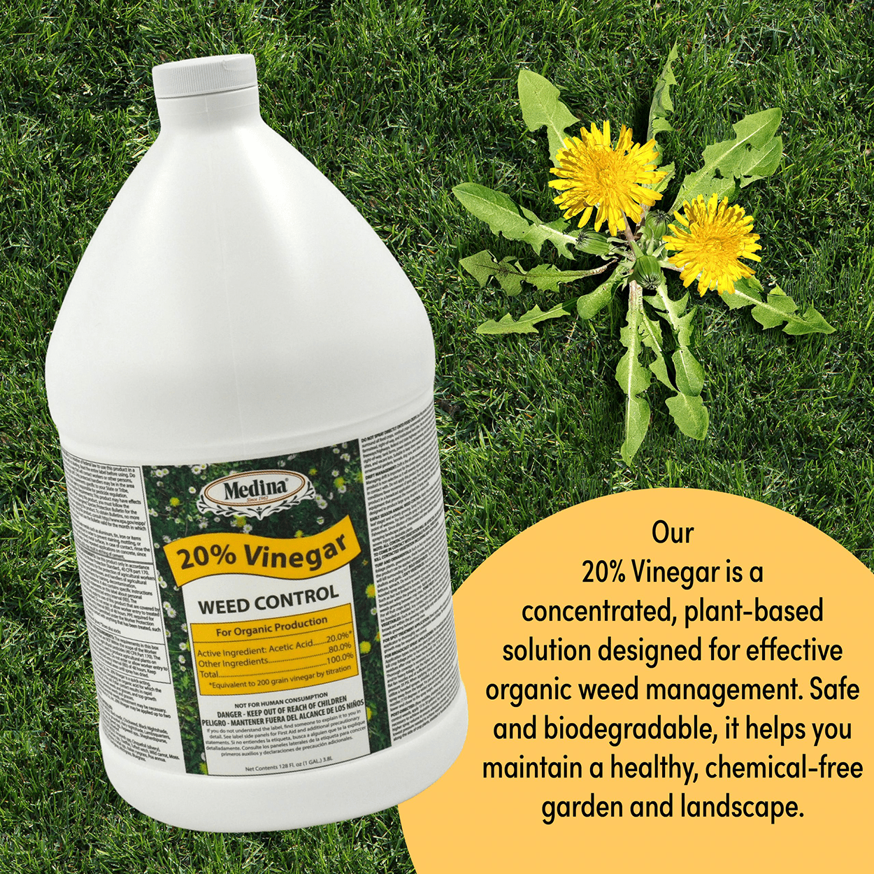 20% Vinegar Weed Control - 128 fl oz Jug by Medina