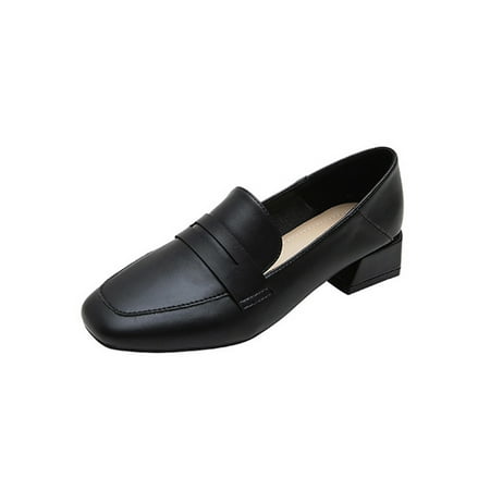 

Lacyhop Womens Wedding Fashion Heeled Heels Shoe Ladies Casual Anti-Slip Block Flats Comfort Square Toe Pumps