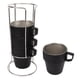 thumbnail image 5 of Acero inoxidable con revestimiento de plástico rociado, perfecto para picnics al aire libre, tazas de camping apilables negras, juego de 4 piezas de doble capa, 5 of 8