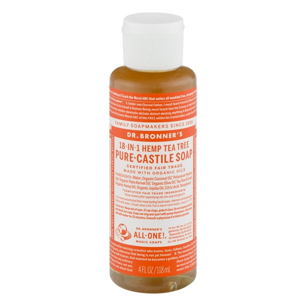 Dr. Bronner's 18In1 Hemp PureCastile Soap Tea Tree, 4.0 FL OZ