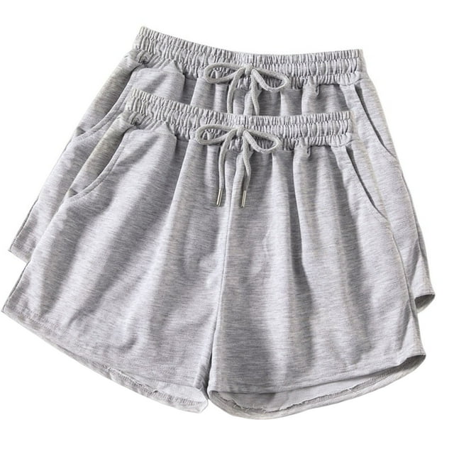 FNFYFH Clearance Ladies Loose Fit Elastic Waist Solid Color Summer Shorts Comfortable Shorts,Gray