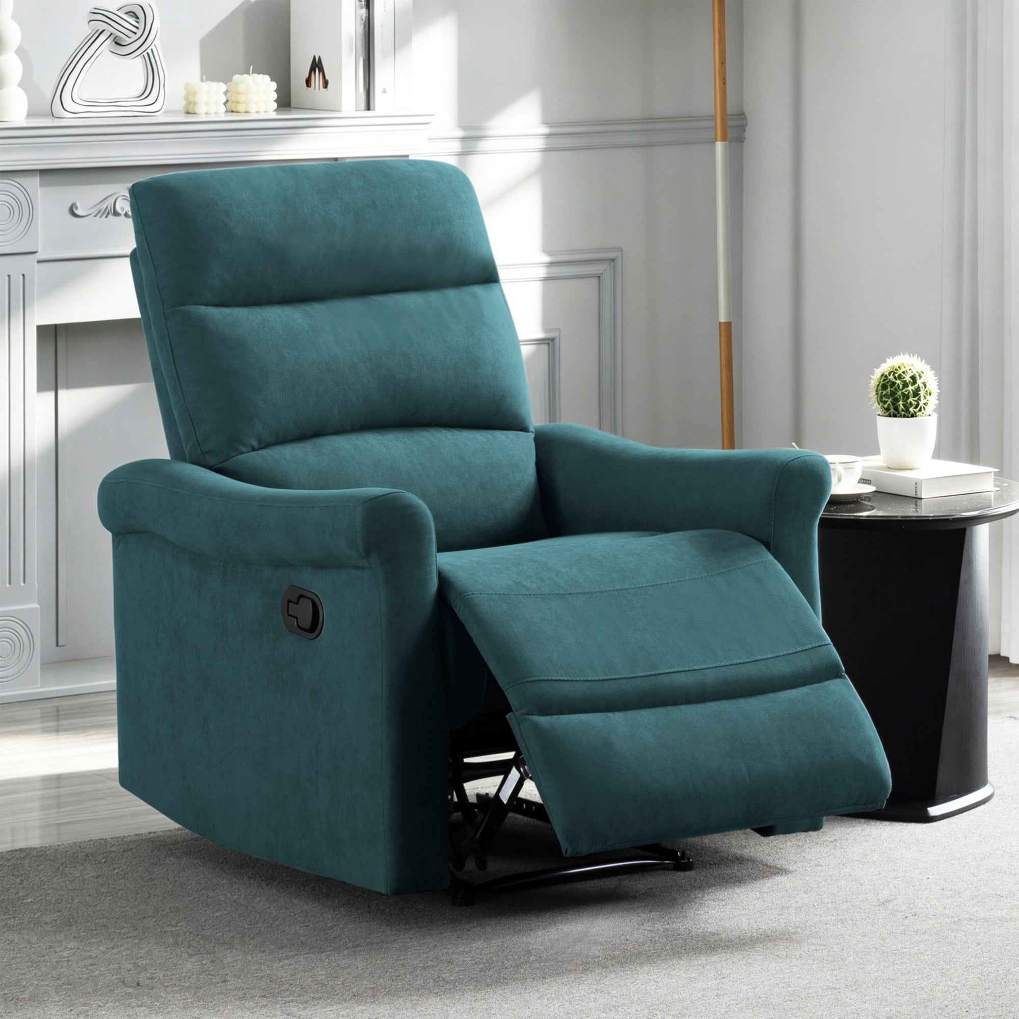 Gewnee 31.89" Manual Recliner Chair, Adjustable Reclining Lounge Chair, Linen Upholstered Wood & Metal Frame Single Sofa Recliner for Living Room, Office, Green