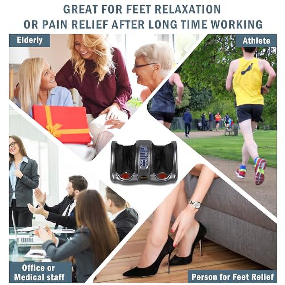 Electric Shiatsu Foot Massager with Remote for Pain Relief, Deep Kneading Rolling Feet and Calf Massager, Leg Circulation Machine for Plantar Fasciitis and Neuropathy, Men Women Gifts, Gray