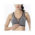 thumbnail image 7 of Women Pure Color Plus Size Ultra-thin Large Bra Sports Bra Front Zipper Full Cup Padded Tops, 7 of 7