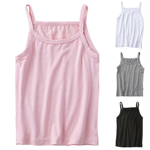 Uxgjfwu Girls Tank Tops Summer Girls Sweat-absorbing Breathable Stretch Bottoming Camisole Top Sizes 2T-9T,Pink